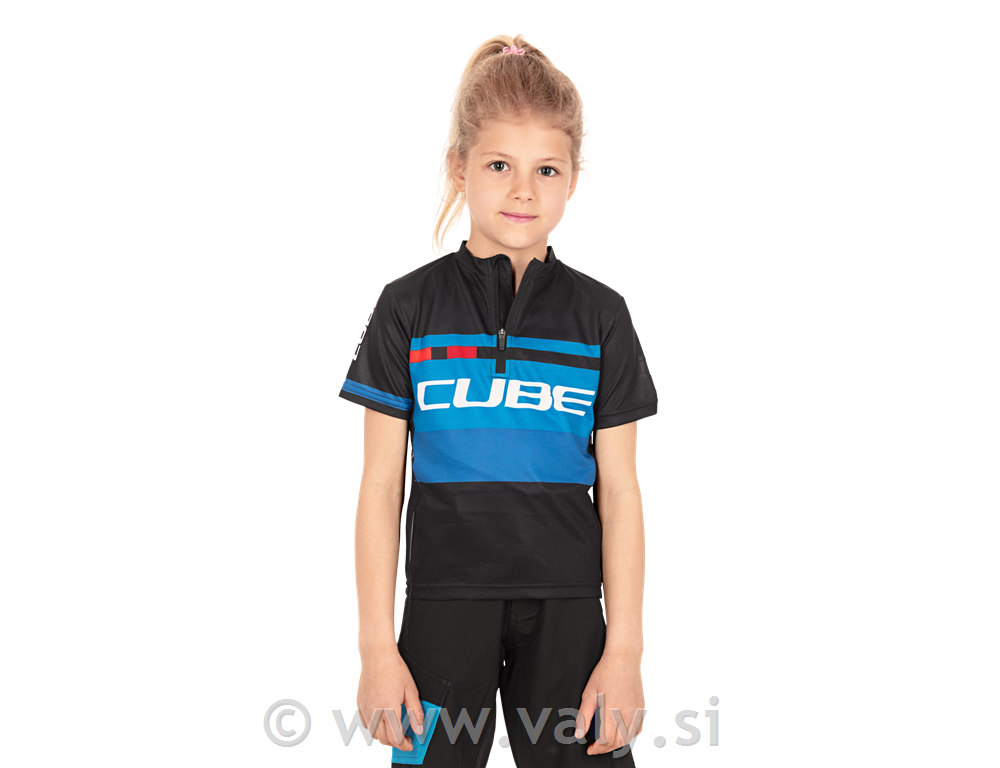 Cube majica Junior Teamline otroška kratek rokav črna modra