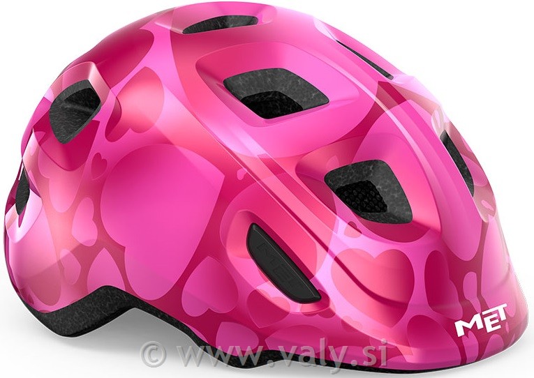 Met čelada HOORAY otroška roza srčki