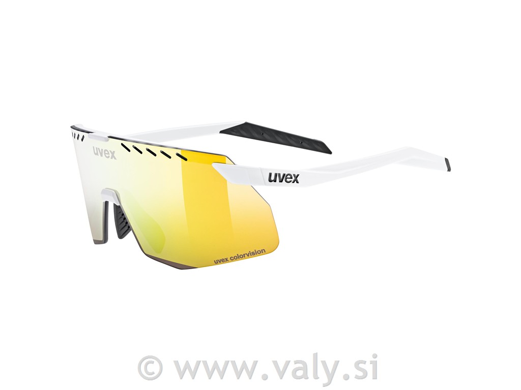 Uvex očala pace stage s CV bela, zrcalno rumeno steklo