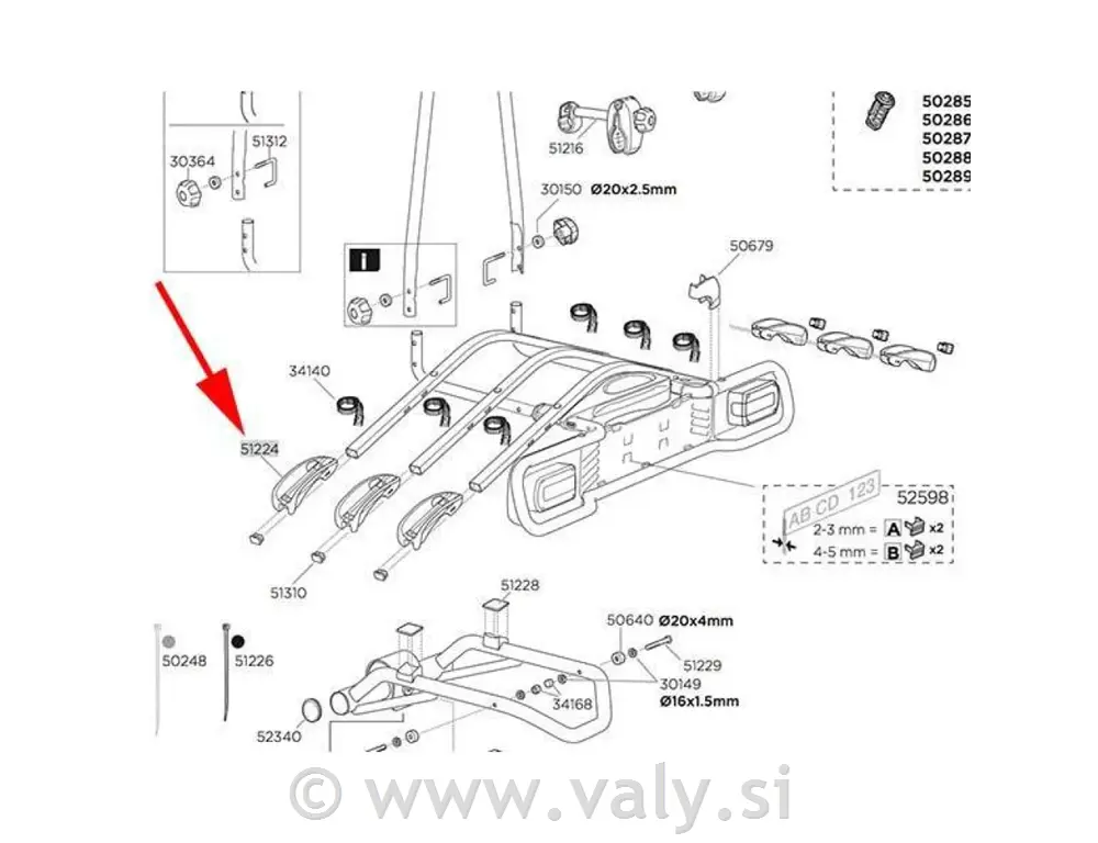 Thule 51224 čolniček za pritrditev kolesa na nosilec 940/943
