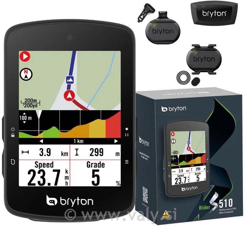 Bryton kolesarski števec Bryton Rider S510 E s senzorji