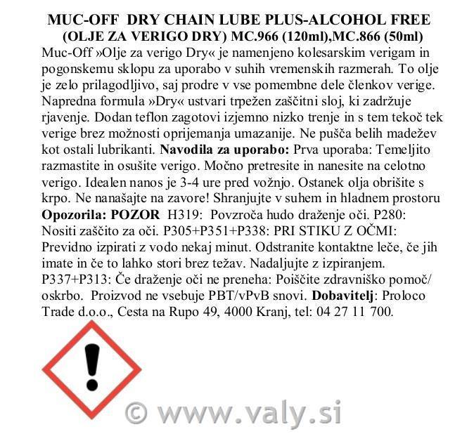Muc Off olje za verigo Dry PTFE 120ml