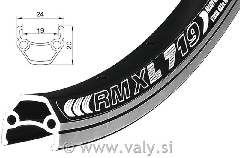 Remerx dvostenski obroč 24" črn 32 lukenj