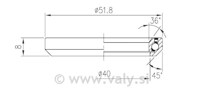 FSA krmilni ležaj TH-073 ACB 36°x45° MR127 za 1.5"