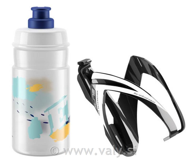 Elite kolesarski bidon z nosilcem Kit JET/CEO 350 ml