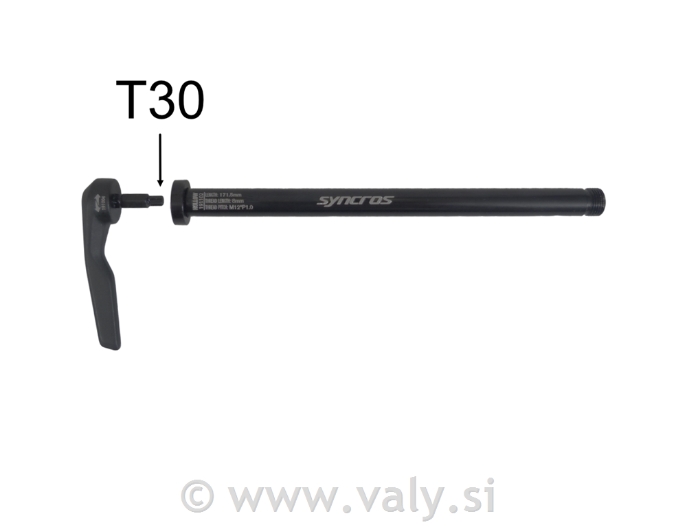 Syncros osovina peste RWS Boost 148x12 T30 dolžina 171.5mm