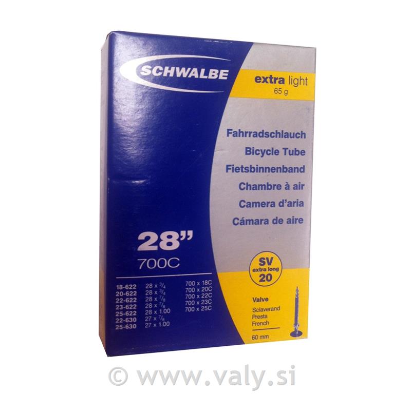 Schwalbe zračnica FV SV 20 700x18-25 60mm 65g
