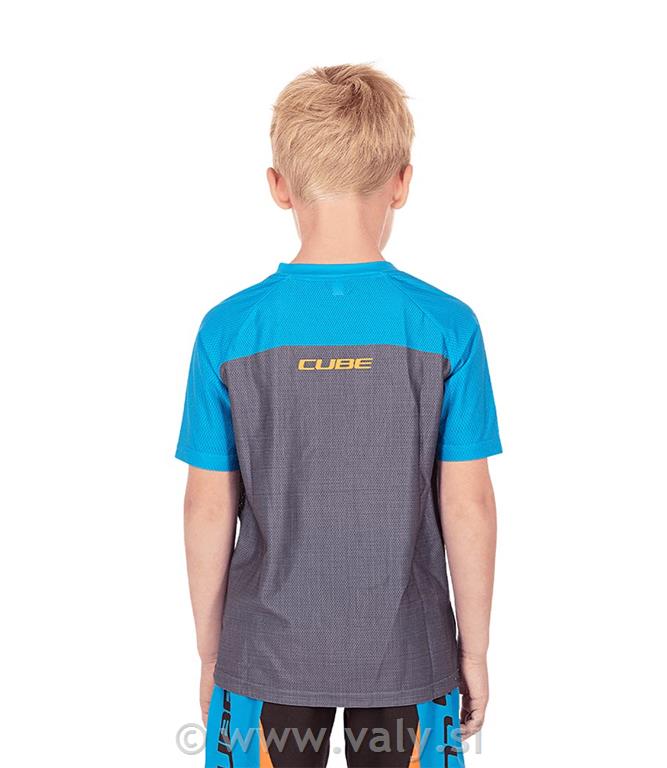 Cube majica Junior Jersey otroška kratek rokav siva modra