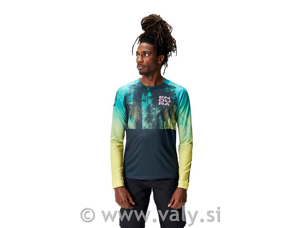 Endura majica Tropical L/S Print LTD modra rumena zelena