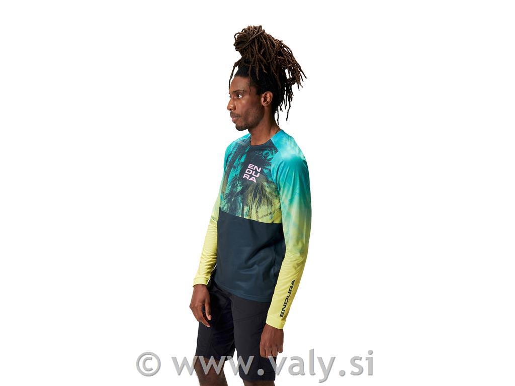 Endura majica Tropical L/S Print LTD modra rumena zelena
