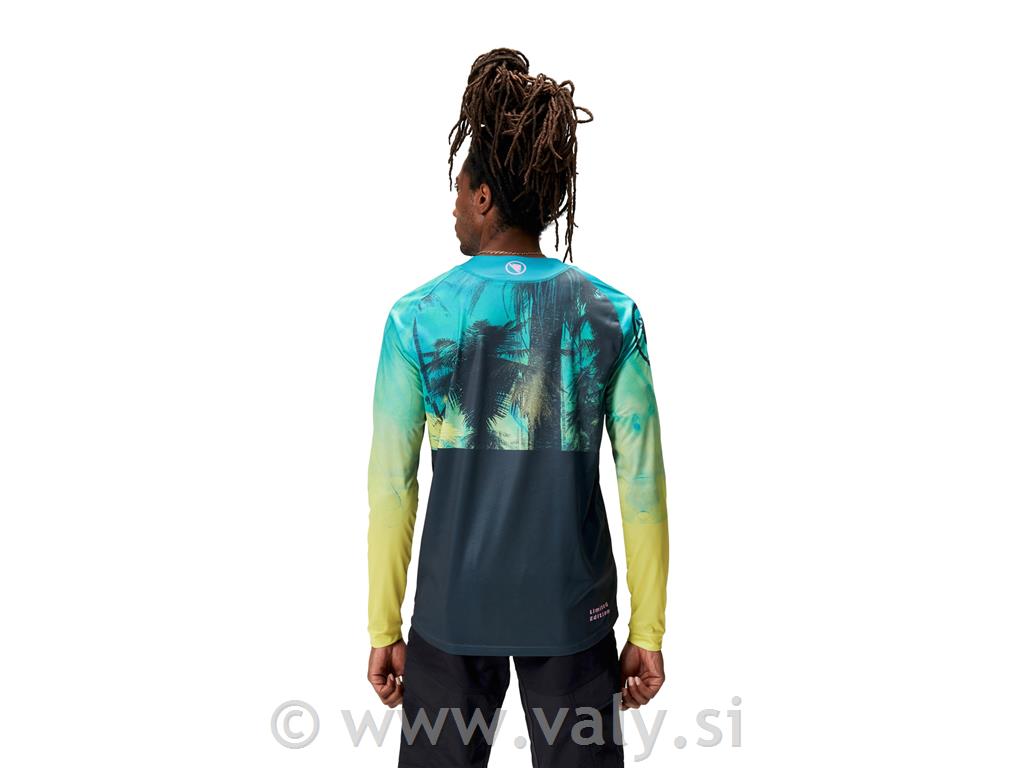 Endura majica Tropical L/S Print LTD modra rumena zelena