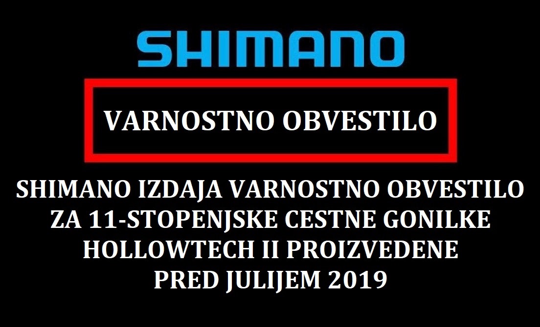 SHIMANO: POMEMBNO VARNOSTNO OPOZORILO